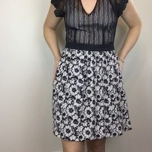 Anthropolgie Madchen lace & floral black dress 6
